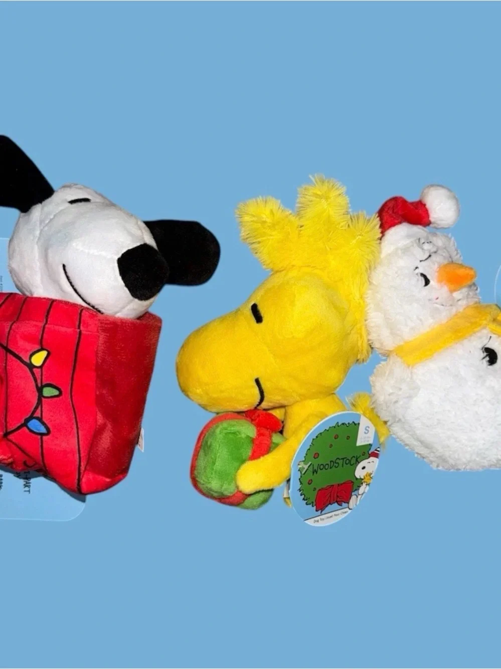 Peanuts Yellow Woodstock Toy Holiday Snowman & Snoopy Pocket Dog Bark Box NWT